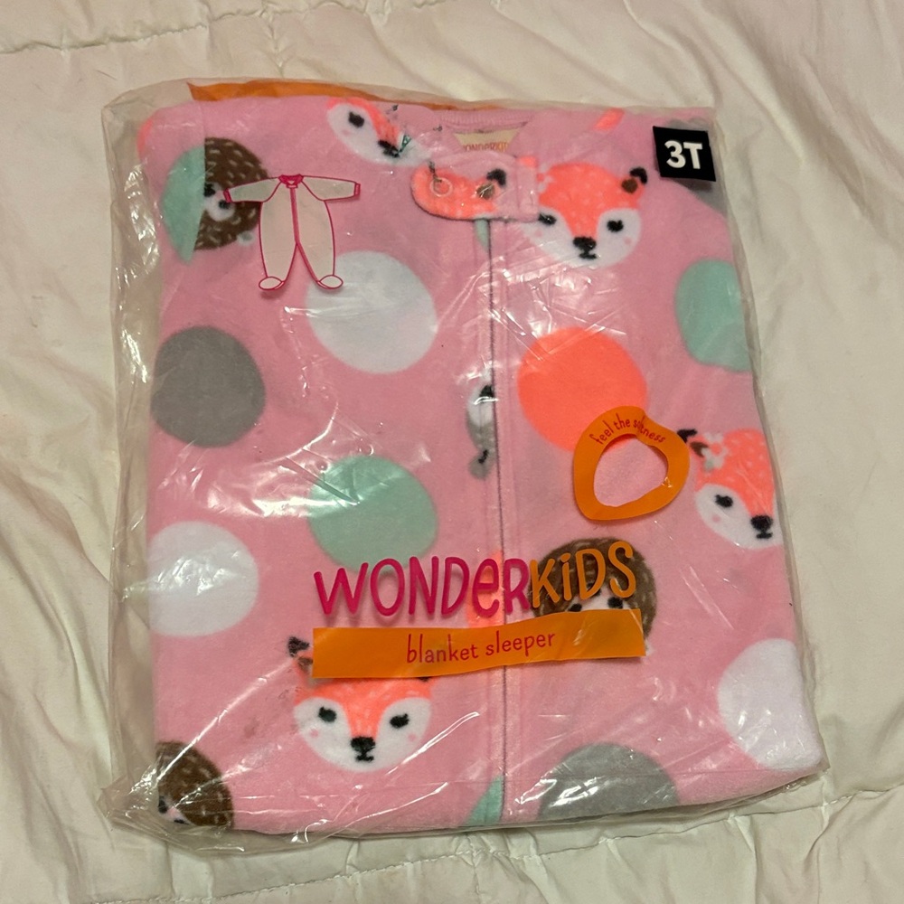 Wonderkids Pink Blanket Sleeper with Animal Print